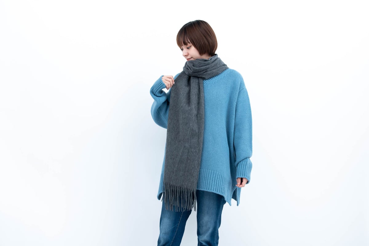 カシミヤ ブレンドストール/チャコールグレー | fula-cashmere
