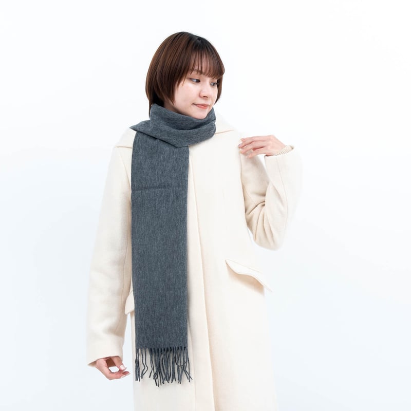 カシミヤブレンド無地マフラー/チャコールグレー | fula-cashmere