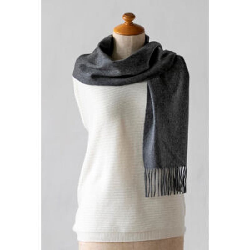 カシミヤブレンド無地マフラー/チャコールグレー | fula-cashmere
