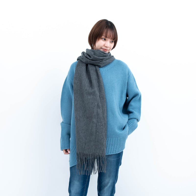 カシミヤ ブレンドストール/チャコールグレー | fula-cashmere