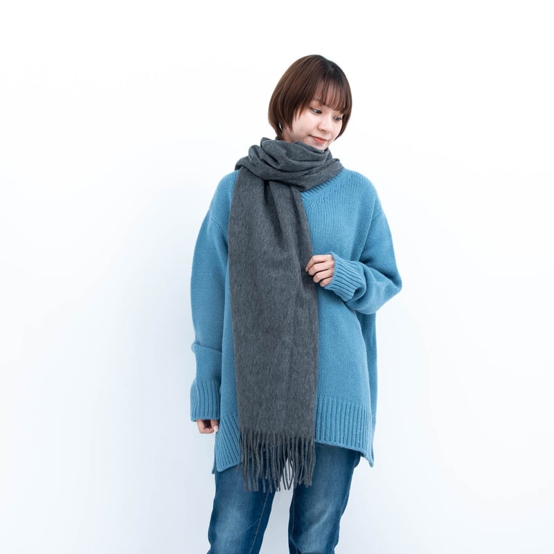 カシミヤ ブレンドストール/チャコールグレー | fula-cashmere