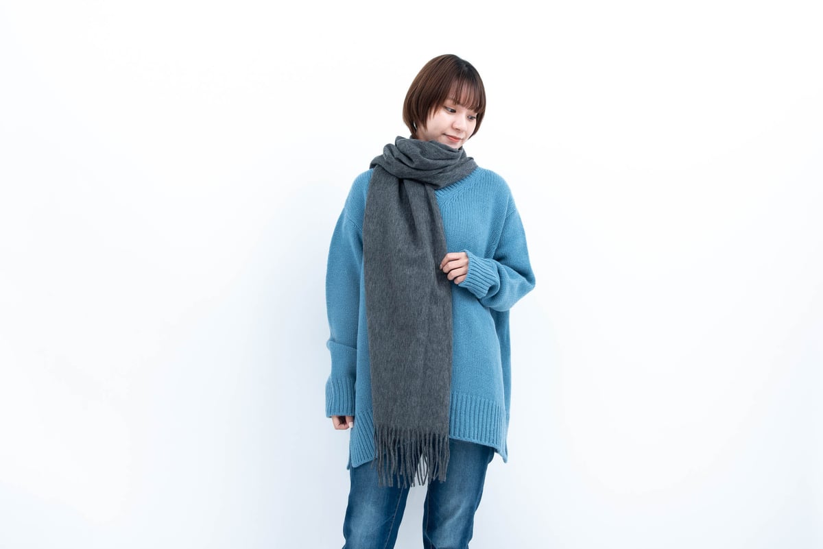 カシミヤ ブレンドストール/チャコールグレー | fula-cashmere