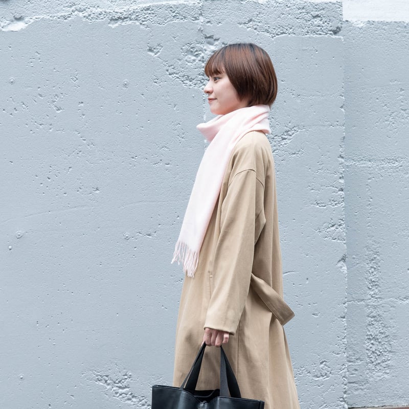カシミヤブレンド無地マフラー/スノーピンク | fula-cashmere