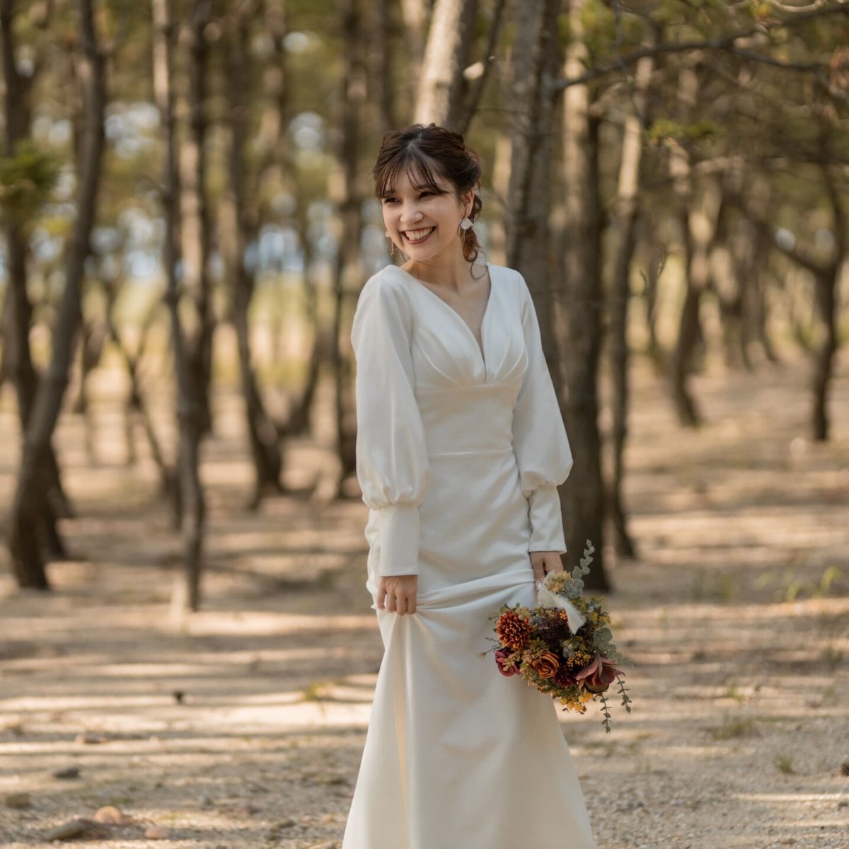 Vネック 長袖 ソフトマーメイドドレス | Joli dress 