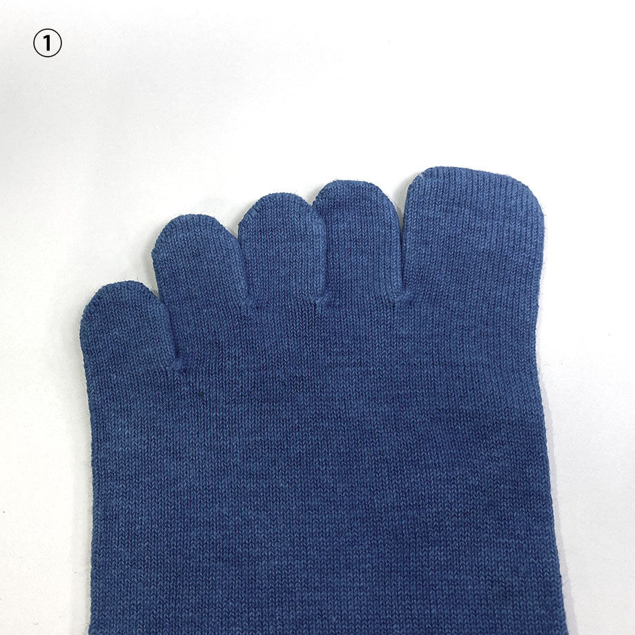 1589 藍染め&藍＋柿渋染め MEN'S 5本指靴下:4足