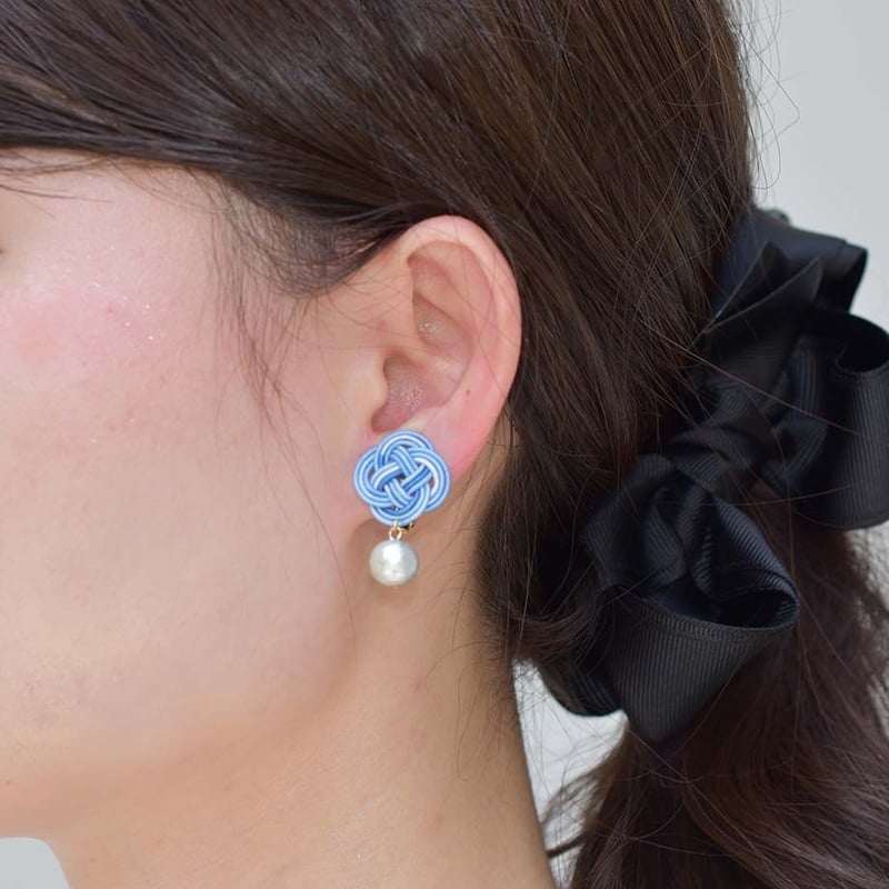 jam7  パール イヤリング 藍染 藍パール  ピアス に変更可 jam7 パール イヤリング 藍染 藍パール ピアス に変更可