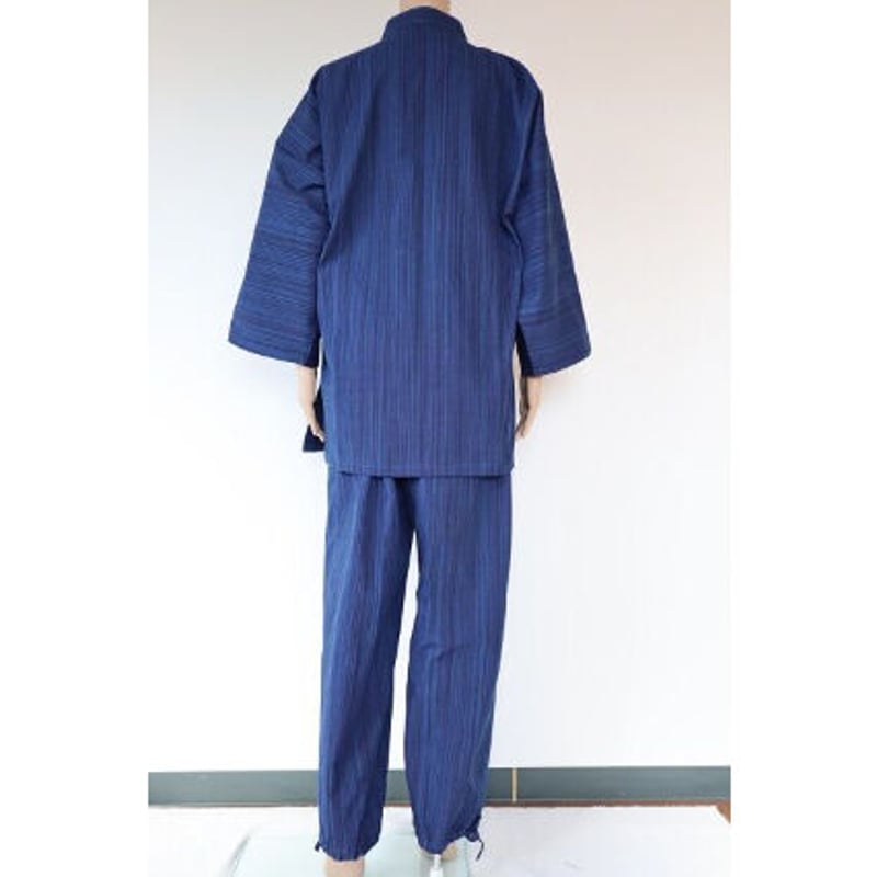 正藍染【本藍雨絣】作務衣上下 大 ＊受注生産品 | ㈱小川縫製