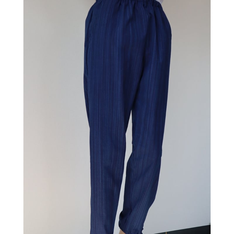 ★藍染め半纏と絣のモンペパンツ★ 正藍染【本藍雨絣】もんぺパンツ 【受注生産品】 | ㈱小川縫製