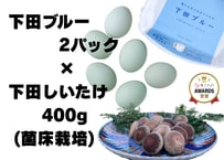 幸せの青い卵「下田ブルー」2パック、「下田しいたけ」400ｇセット