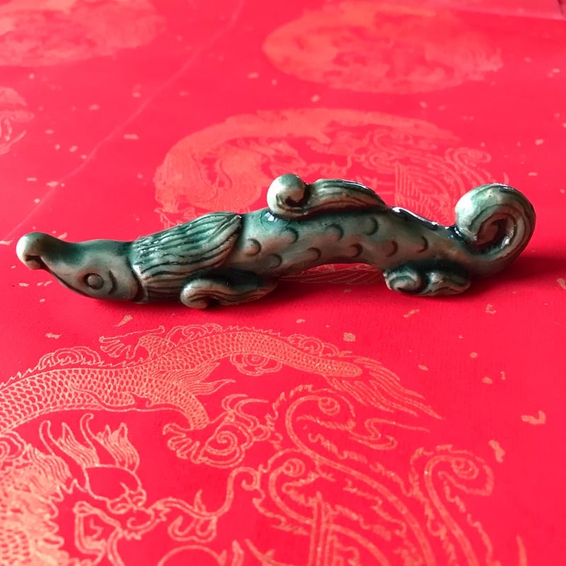 銅器 蘇工手作 竜筆架 筆棚 鎮紙 竜置物 茶寵 装飾品 工芸品 美術品 置物 雨龍の筆架 | 莫華 bakka