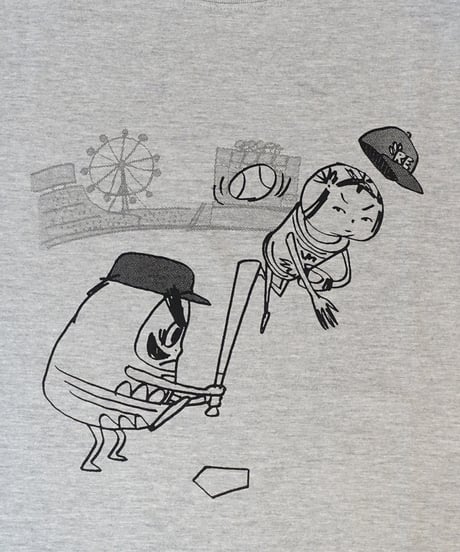 プレイボール　ロングスリーブTシャツ　ミックスグレー