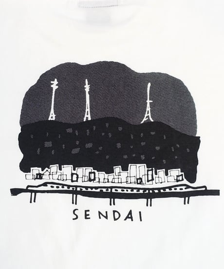 夜景と新幹線  ポケットTシャツ ホワイト