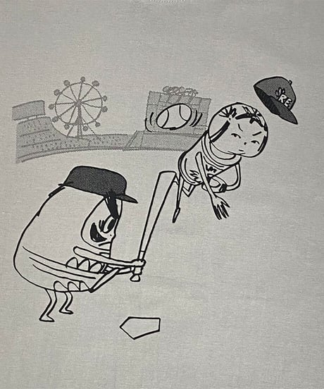 プレイボール Tシャツ　ライトグレー