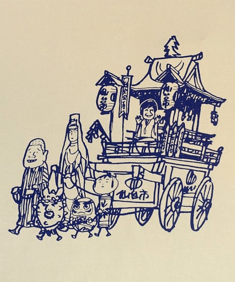 山車と仲間たち Tシャツ　ライトベージュ