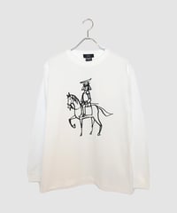 政宗騎馬像 ロングスリーブTシャツ　ホワイト