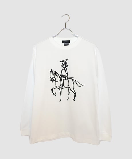 政宗騎馬像 ロングスリーブTシャツ　ホワイト