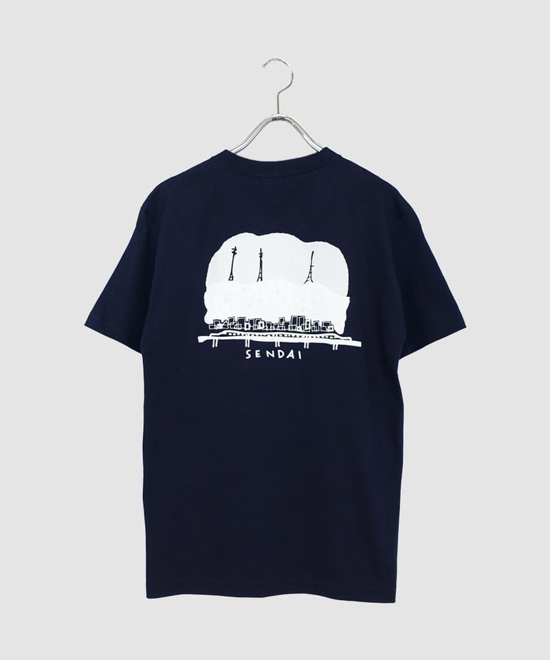 夜景と新幹線 ポケットTシャツ ネイビー | tutee 夜景と新幹線 ポケットTシャツ ネイビー | tutee