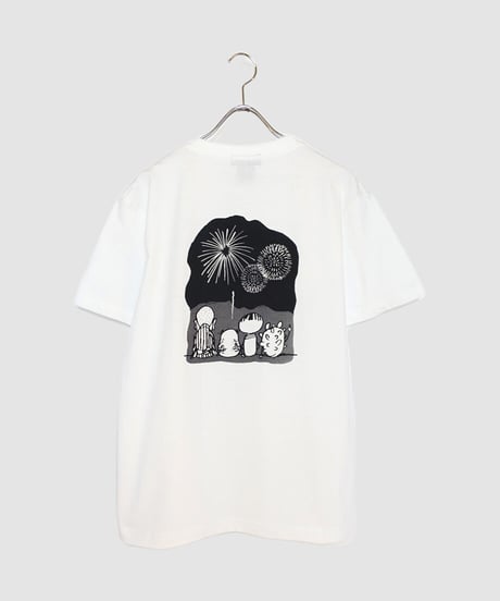 花火大会 ポケットTシャツ ホワイト