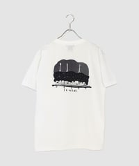 夜景と新幹線  ポケットTシャツ ホワイト