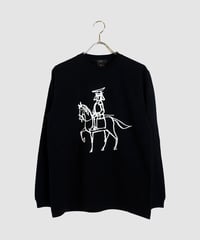 政宗騎馬像 ロングスリーブTシャツ　ブラック