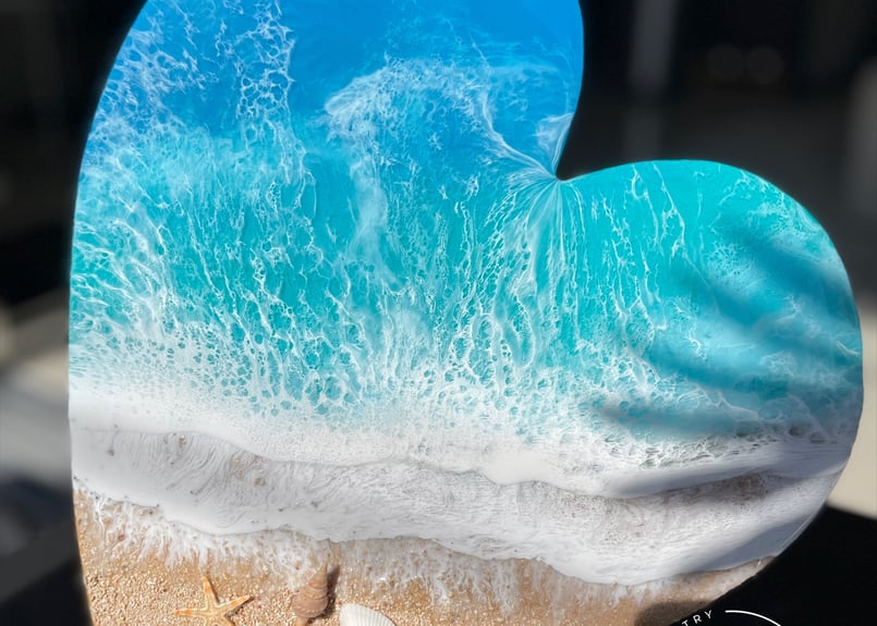 波のボード】受注制作/ハート型のボード/文字入れ可能/バレンタイン