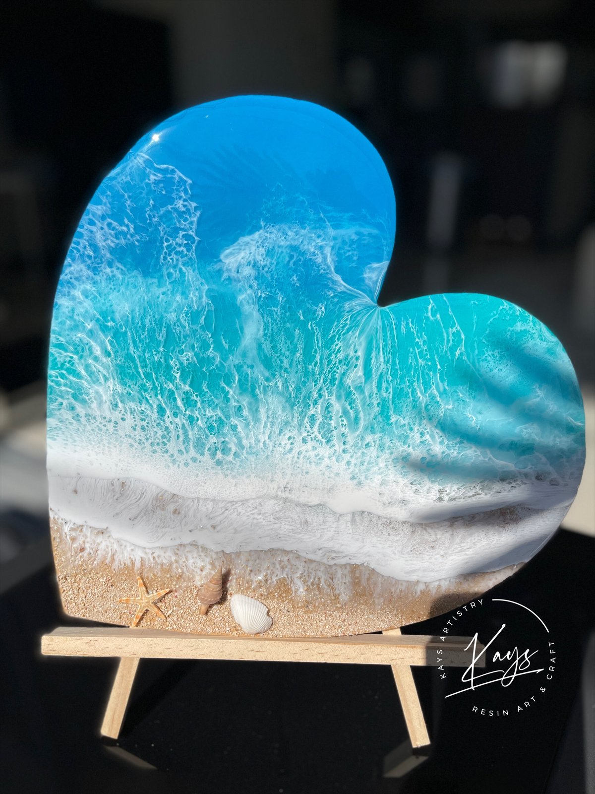 波のボード】受注制作/ハート型のボード/文字入れ可能/バレンタイン