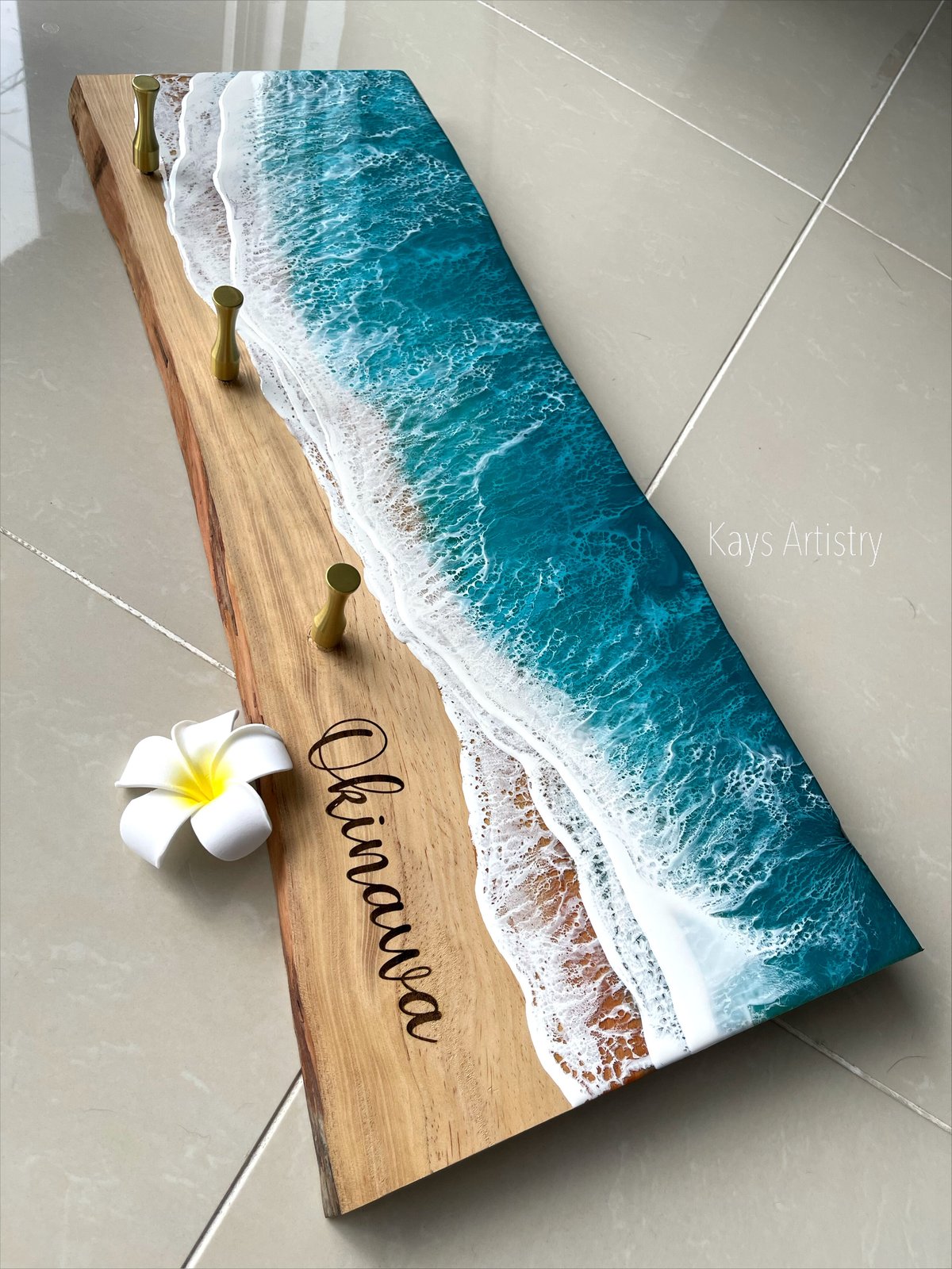 ホームデコ】受注制作 琉球松オーシャンアート/Home Decor