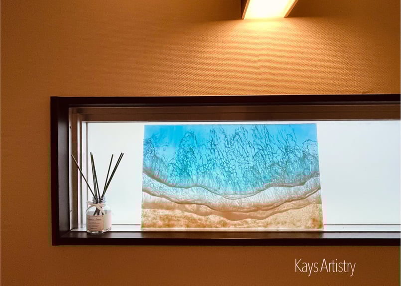 ラストセール❣️アートパネル　レジンアート　波レジン T様 レジンアート【波のクリアパネル】受注制作/90×30cm | Resin