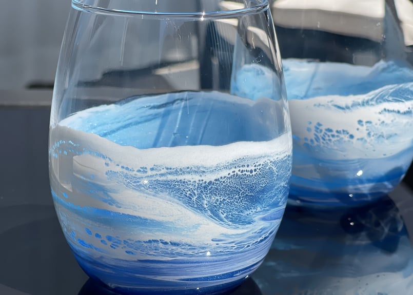 レジンアートワイングラス【波のグラス】S/ 1個*受注制作* | Resin Art 