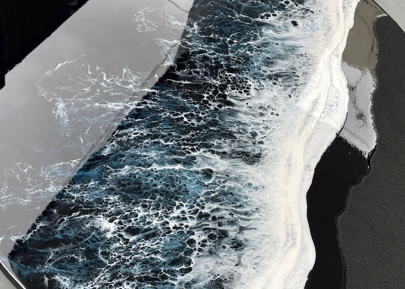 M 様☆レジンアート【波のキャンバス】 受注制作ブラックオーシャン