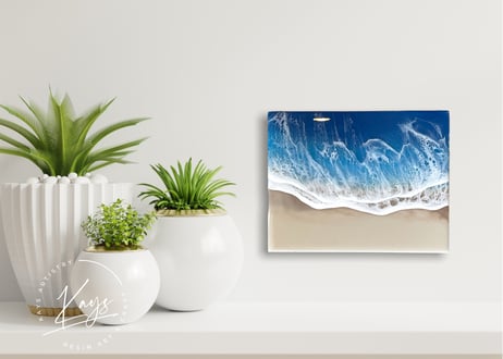 レジンアート【波のキャンバス】現品　海アート ミニキャンバス