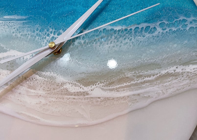 レジンアート　時計　波アート 楽天市場】波のミラークロック arty clock 掛け時計 掛時計 時計