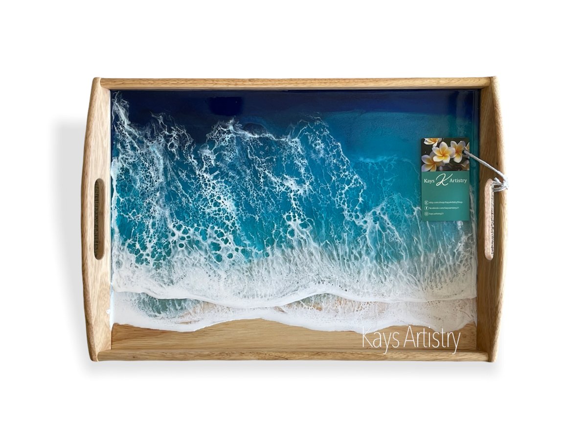 波のトレイ】受注制作/トレイ/ お盆 | Resin Art Shop Kays Artistry