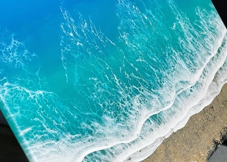 レジンアート【波のクリアパネル】半透明　大判32cm×54cm 受注制作/アクリルパネル海アートウェディング記念品