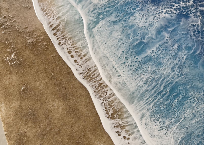 ☆レジンアート【波のキャンバス】 受注制作ブルーオーシャン ワイド