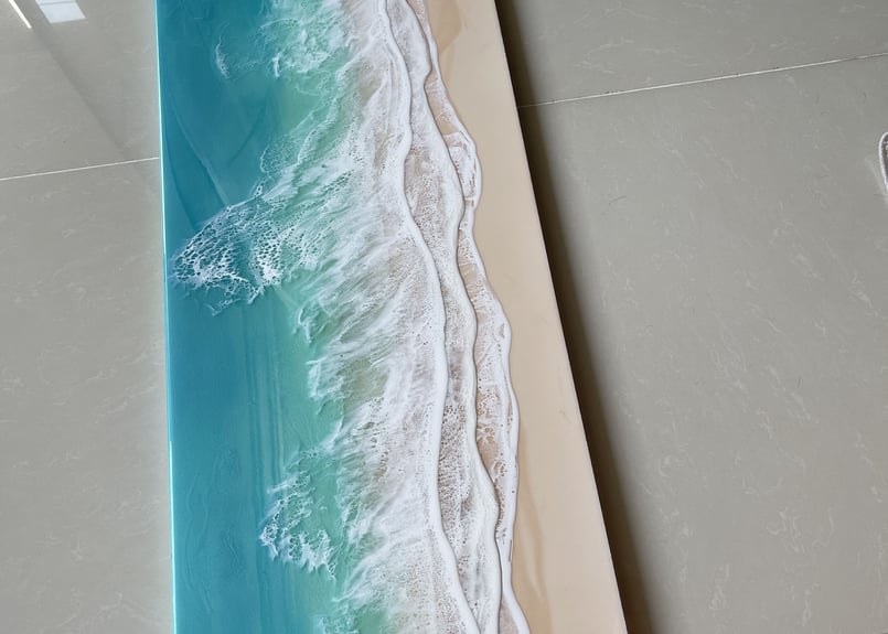 ☆受注制作 レジンアート【波のキャンバス】 ワイドパネル 約幅120 高