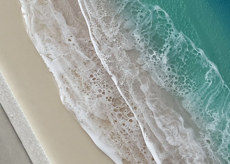 エメラルドグリーンの海  レジンアート 受注制作」エメラルドグリーンのオーシャンアート 海レジンBIG