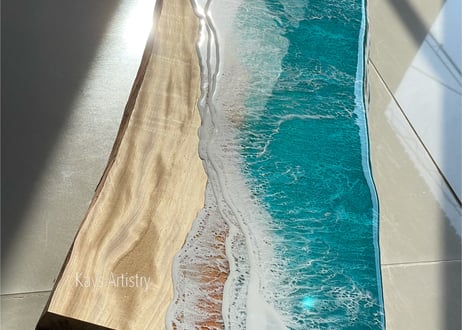 【ホームデコ】受注制作　80cm ×30cm 琉球松オーシャンアート/Home Decor  　沖縄の海