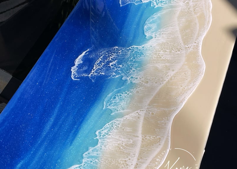 【レジンアート】波紋アート／Ｂ５パネル／枠なし／オーシャンアート オーシャンレジンアート「波紋パネル」20㎝×20㎝ | Shine the
