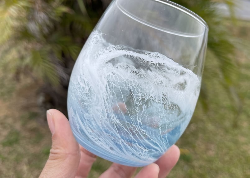 レジンアートワイングラス【波のグラス】S/ 1個*受注制作* | Resin Art