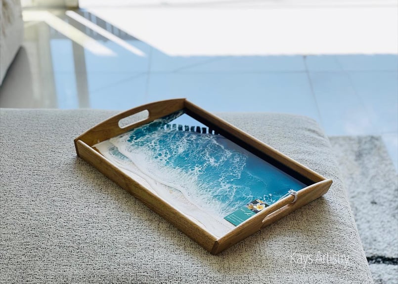 波のトレイ】受注制作/トレイ/ お盆 | Resin Art Shop Kays Artistry