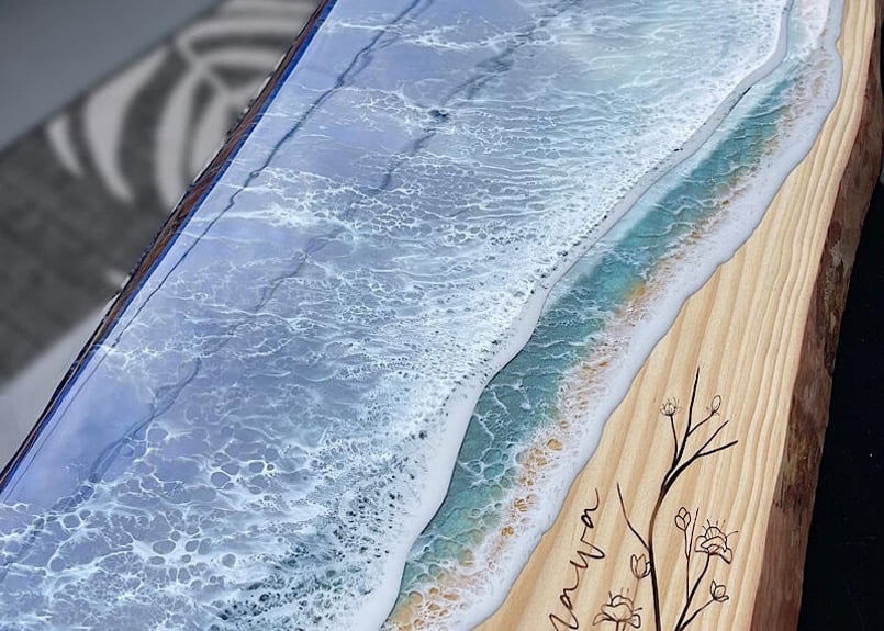 ホームデコ】受注制作 琉球松オーシャンアート/Home Decor | Resin Art