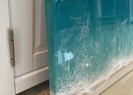 レジンアート【波のキャンバス】★現品　エメラルドグリーン　ワイドパネル
