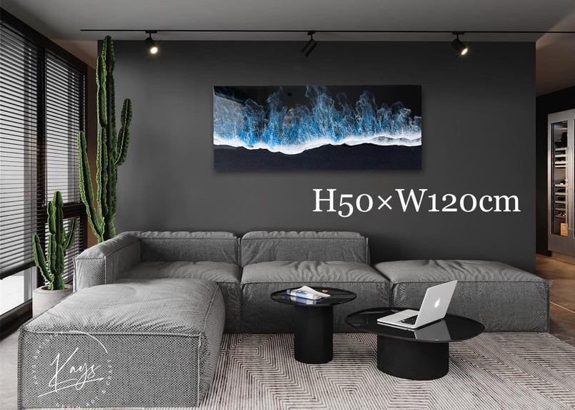 レジンアート【波のキャンバス】受注制作ブラックオーシャン | Resin