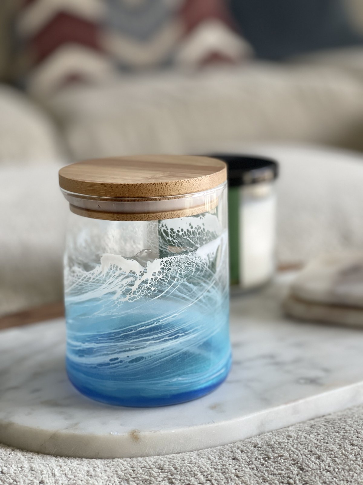 レジンアートキャニスター【波のグラス】/ ブルーオーシャン*受注制作