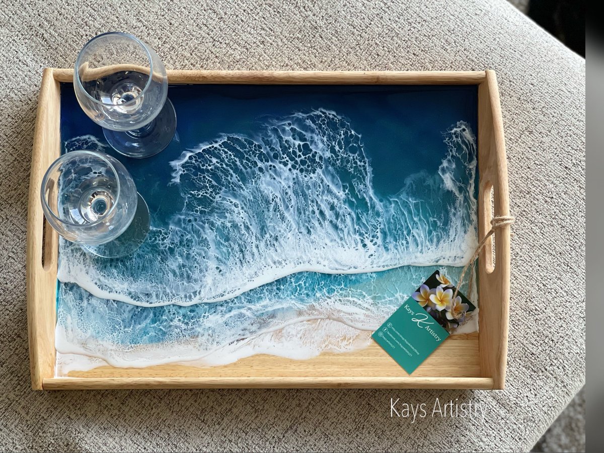 波のトレイ】受注制作/トレイ/ お盆 | Resin Art Shop Kays Artistry