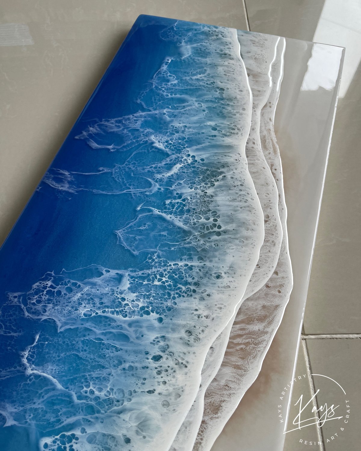 オーシャンレジン壁掛けボード　大きいサイズ　アート作品ハンドメイド　宮古ブルー オーシャンレジン壁掛けボード 大きいサイズ アート作品