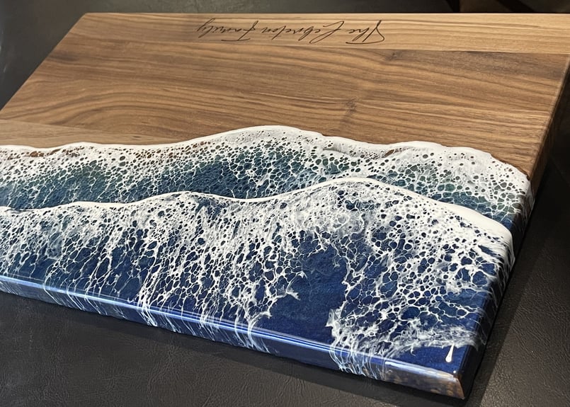 レジンアート【波のボード】受注制作/ウォールナットボード