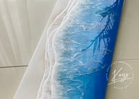 レジンアート【波のキャンバス】★受注制作　　ブルーオーシャン　ワイドパネル　約幅66.5cm 24.4cm 厚み2cm