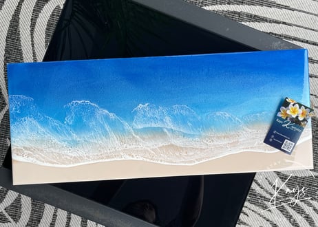 ★現品　レジンアート【波のキャンバス】　Wide panel 約W 54.6×22cm